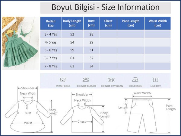 Fiyonklu Yazlık Kız Çocuk Şapkalı Elbise YEŞİL -  7-8 Yaş