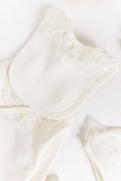 Natural Güpürlü 5'li Kız Bebek Hastane Çıkışı Bebek Takımı