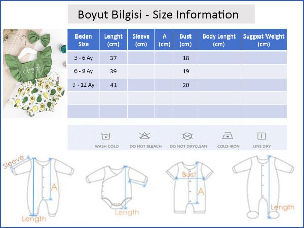 Avokado Baskılı Yazlık Kız Bebek Tulum