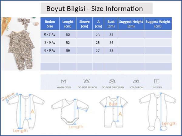 Leopar Desenli Bandanalı Kız Bebek Tulum