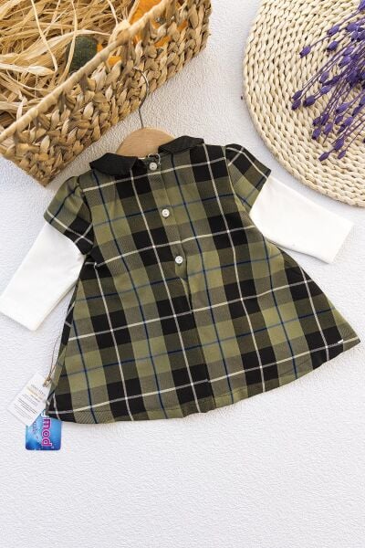 Ekose Desenli Kız Bebek Elbise