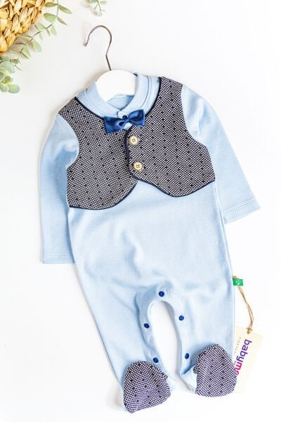 Kendinden Yelekli Papyonlu Erkek Bebek Tulum